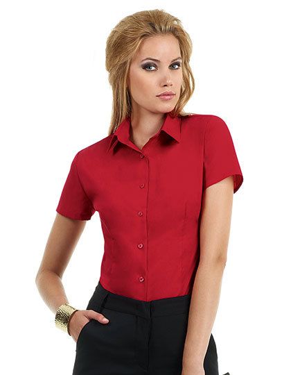 Mediatrix B&C Damen Kurzarm Poplin Shirt 